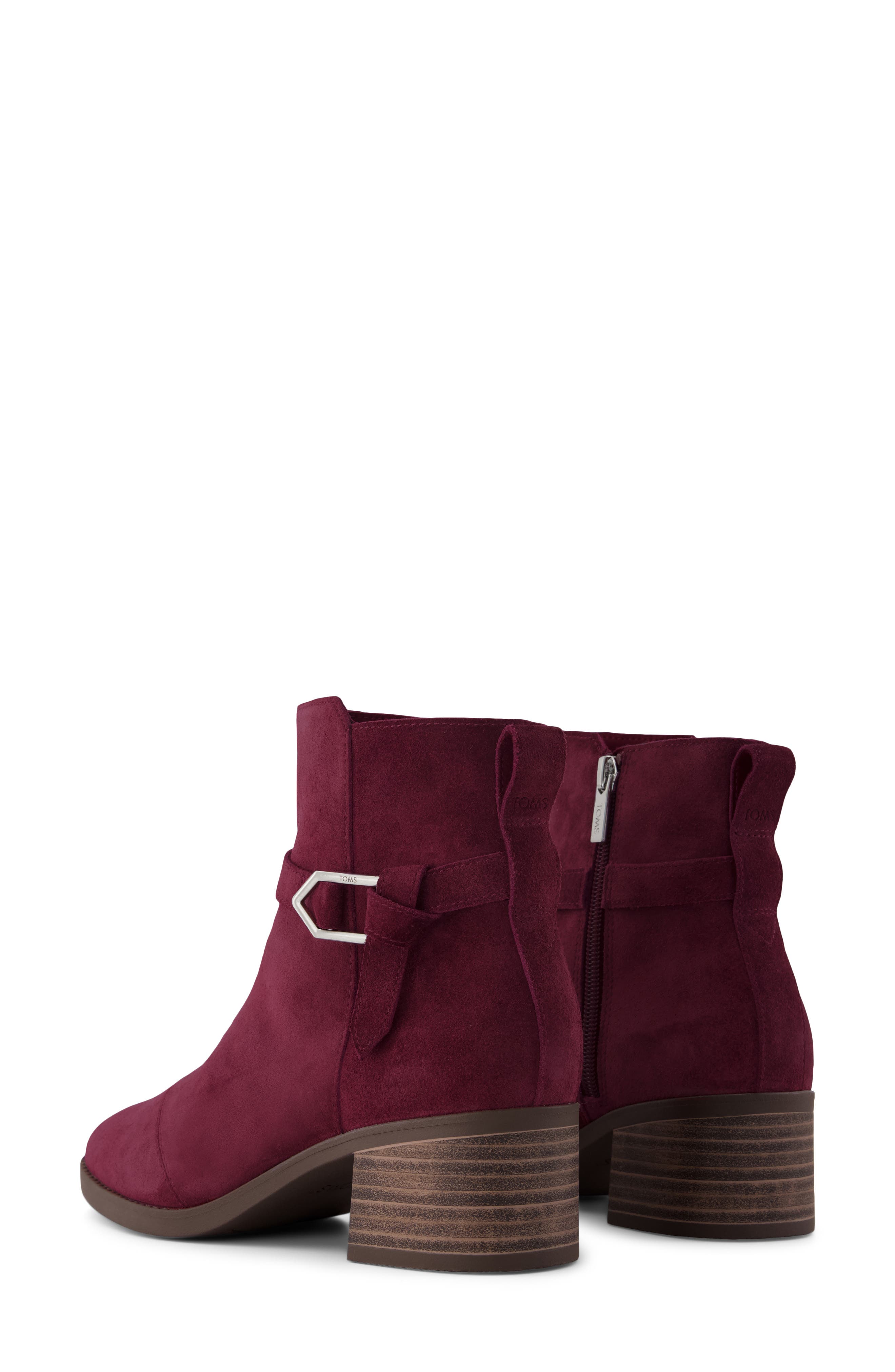 Suede Ankle Bootie, Alternate, color, DARK RED