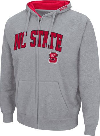 Men's Colosseum Heathered Gray NC State Wolfpack Arch & Logo 3.0 Full-Zip Hoodie
