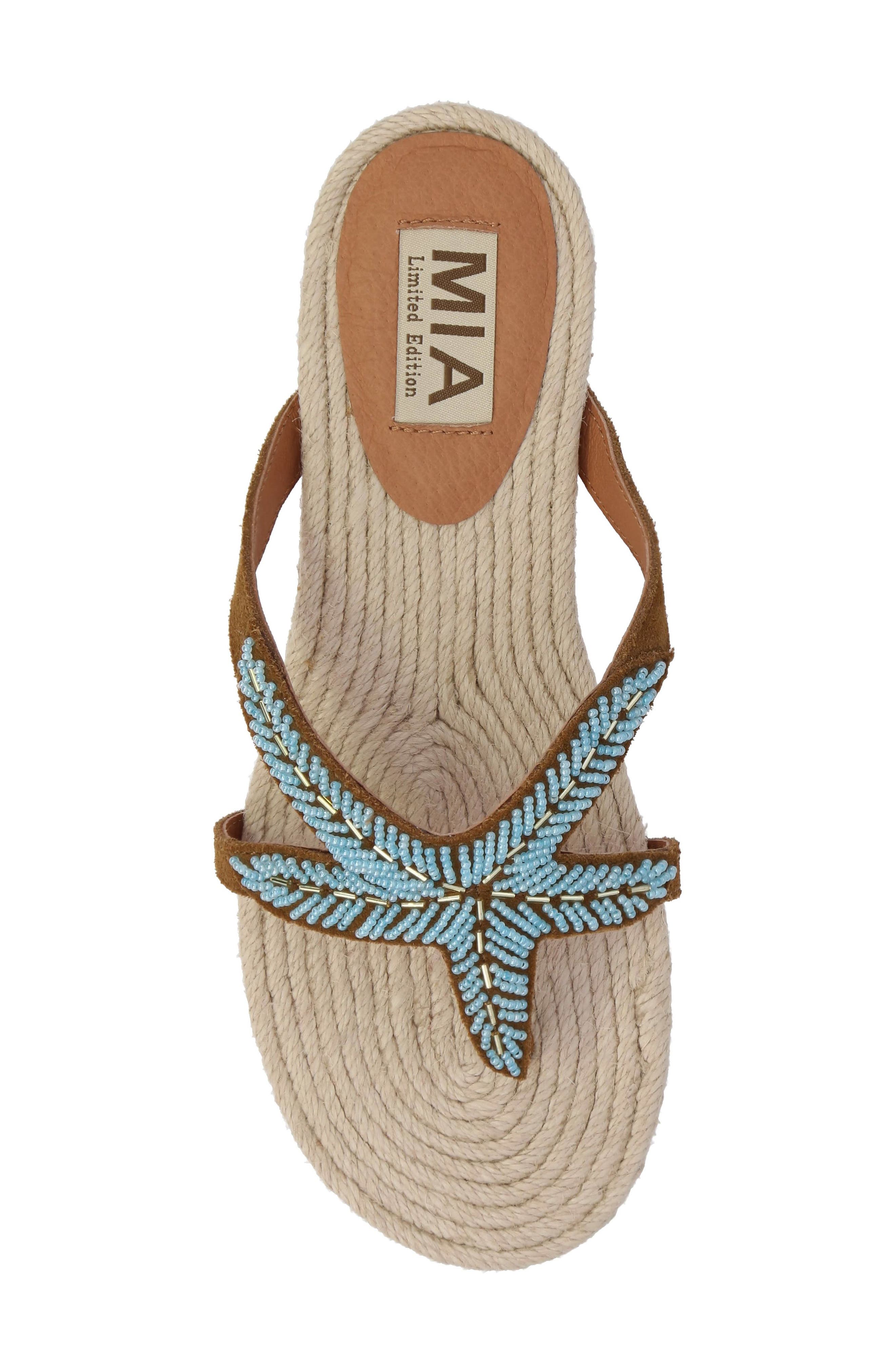 MIA Limited Edition Athina Flip Flop, Alternate, color, Cognac/ Turquoise Beads