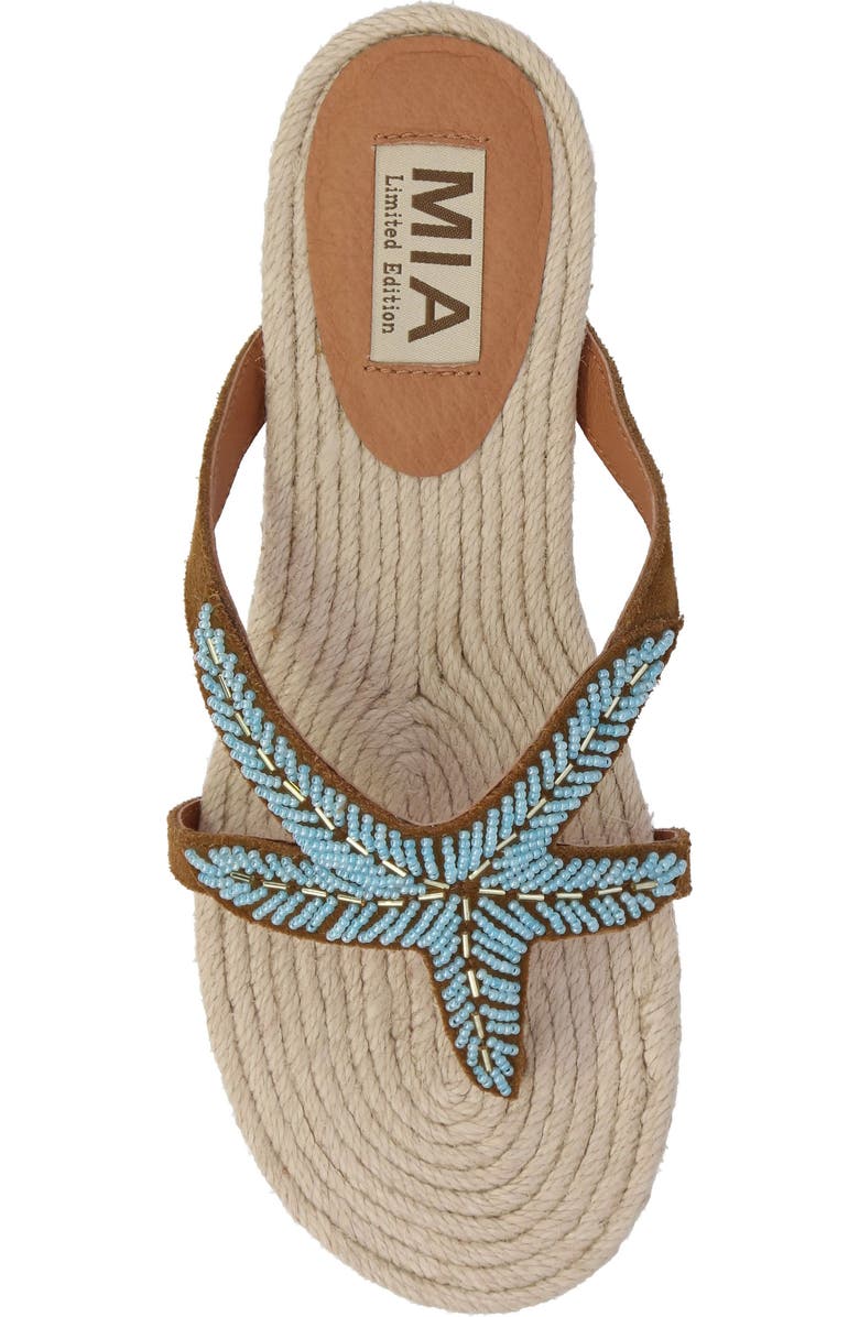 MIA Limited Edition Athina Flip Flop, Alternate, color, Cognac/ Turquoise Beads