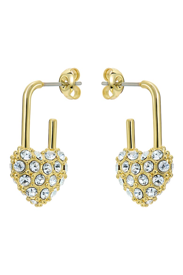 Payton Crystal Padlock Drop Earrings, Alternate, color, GOLD TONE/ CLEAR CRYSTAL