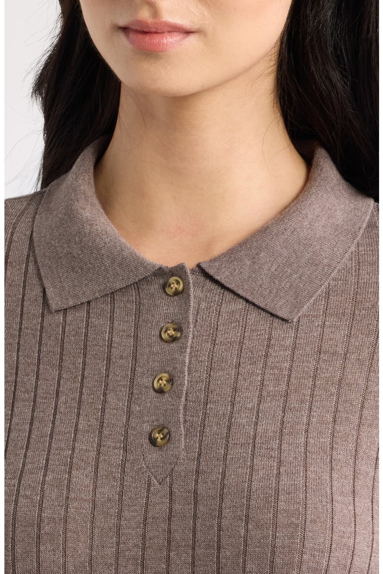 Evie Ribbed Polo Sweater, Alternate, color, PEWTER