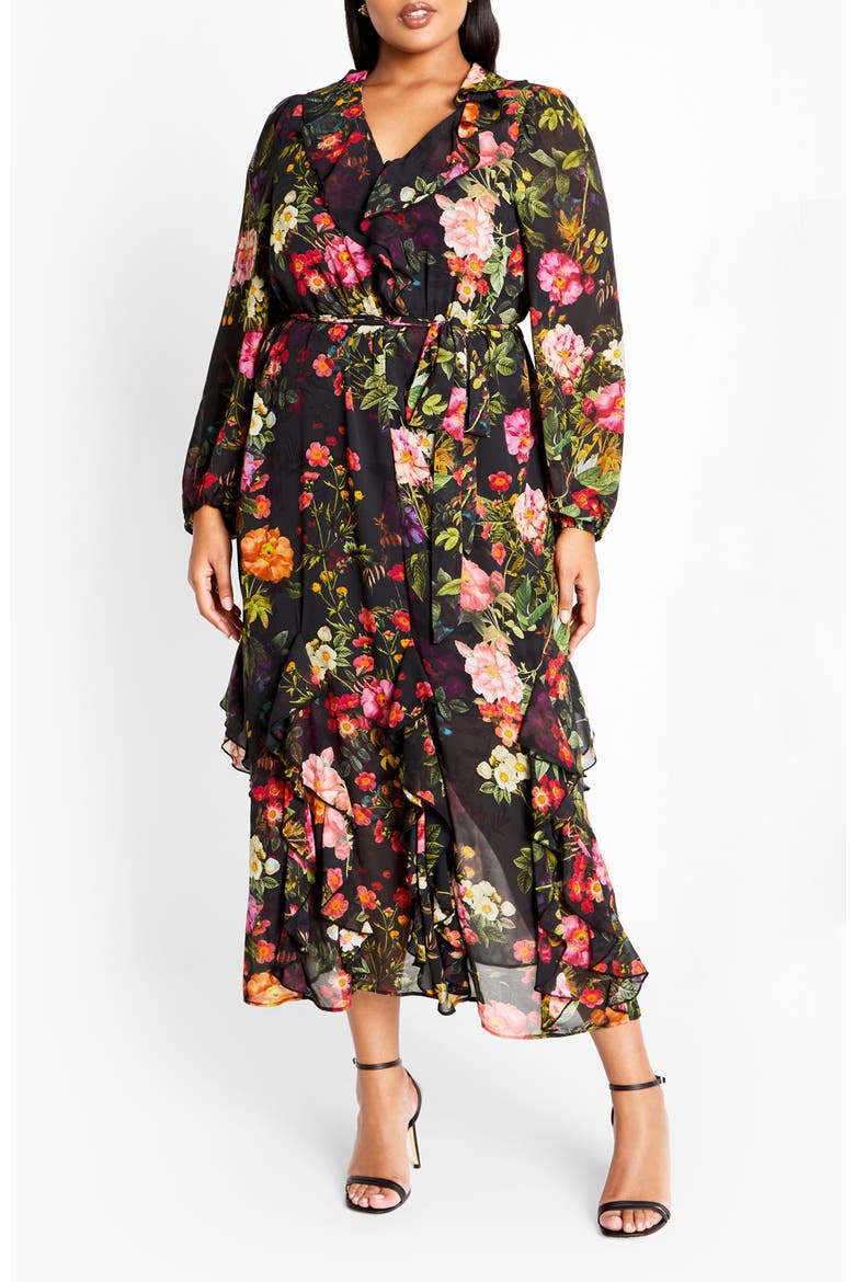 Macie Floral Tie Waist Maxi Dress, Main, color, FLORAL