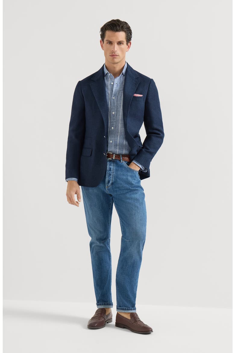 Striped twill shirt, Alternate, color, Denim