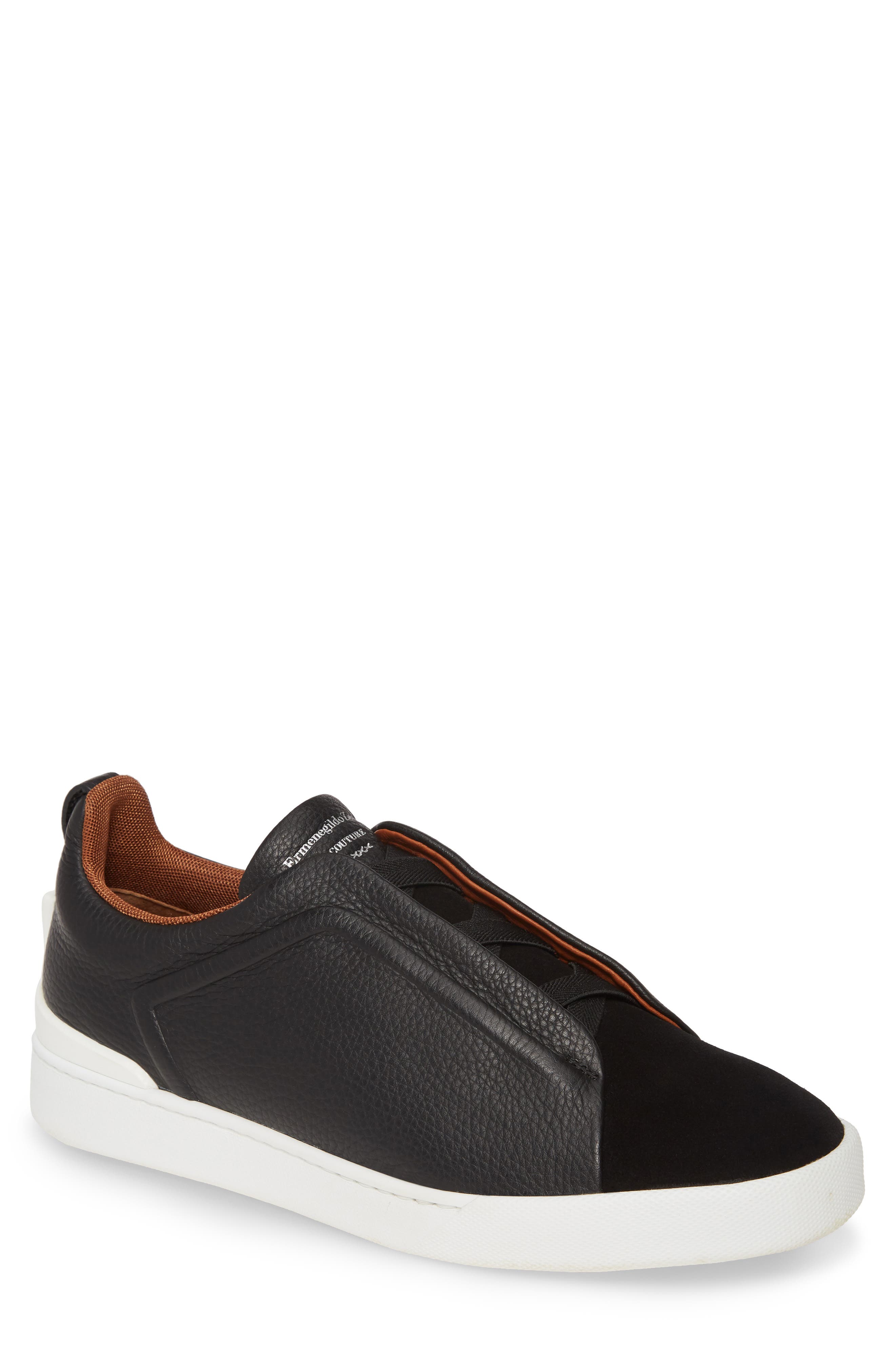 Ermenegildo Zegna Slip-On Sneaker, Main, color, BLACK/ BLACK