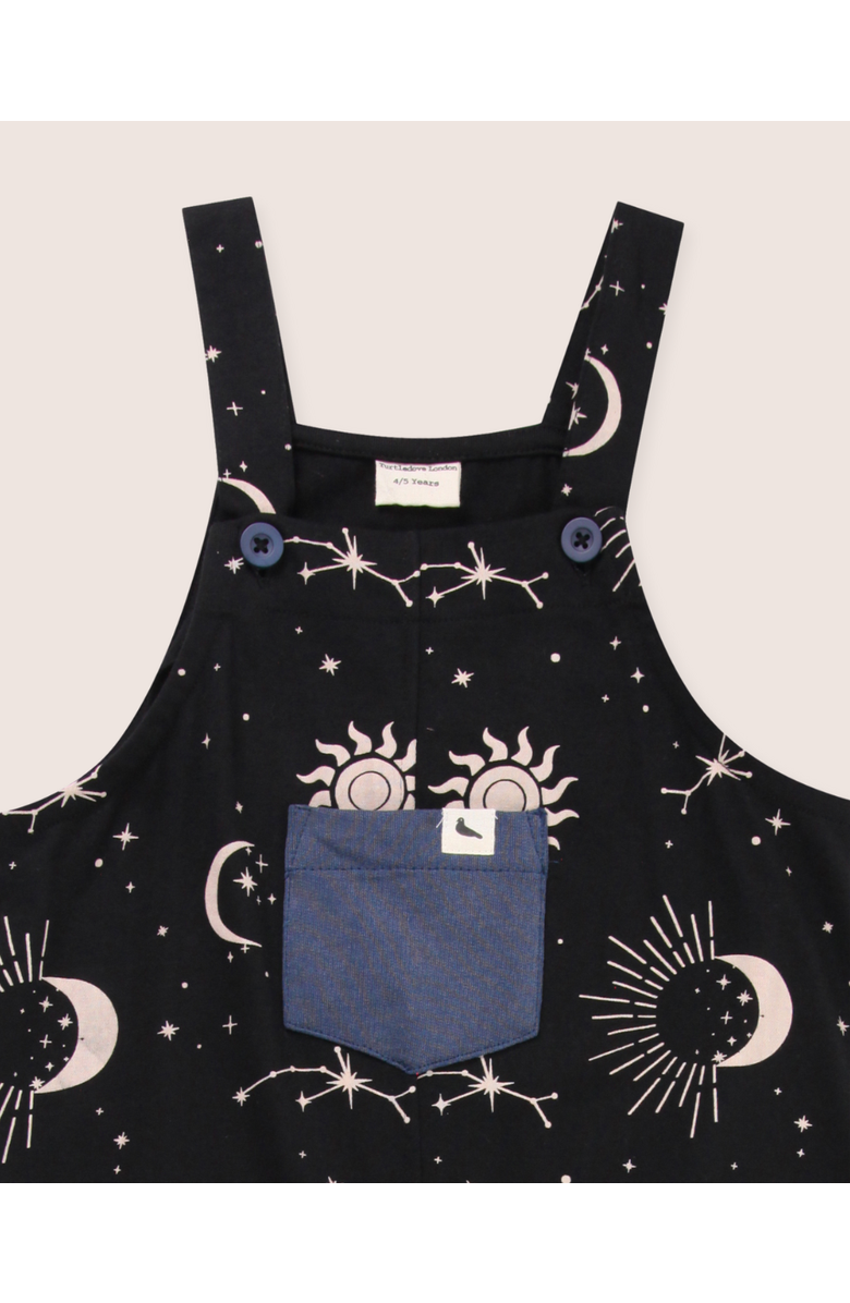 Turtledove London Kids Organic Cotton Celestial Print Jumpsuit, Alternate, color, Black