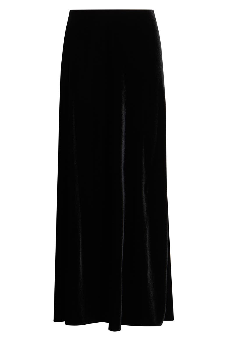 Bias Flared Velvet Maxi Skirt, Alternate, color, ANNE BLACK
