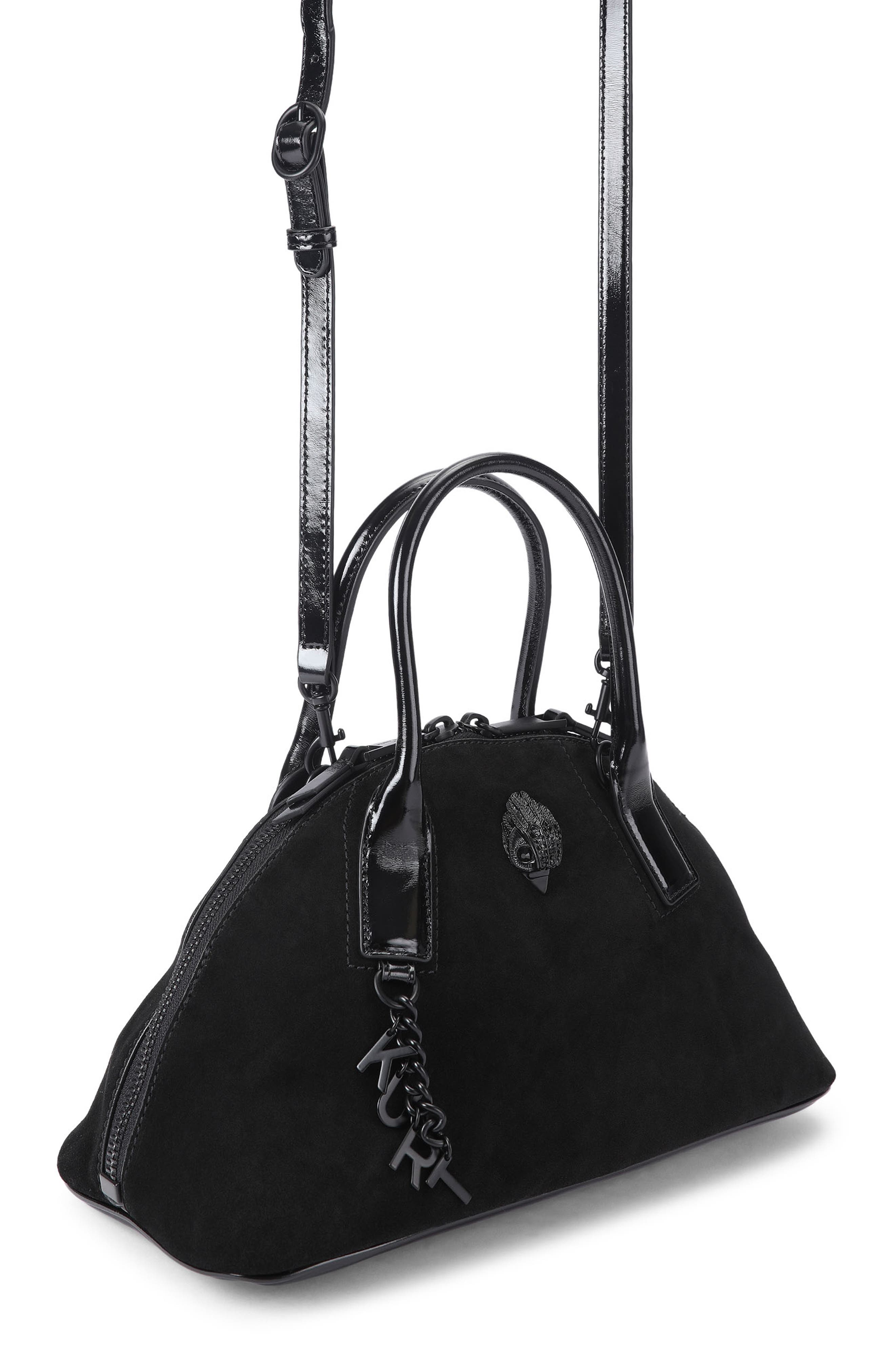 Sloane Suede Bowling Handbag, Alternate, color, BLACK