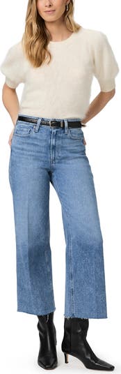 PAIGE Anessa High Waist Raw Hem Wide Leg Jeans | Nordstrom