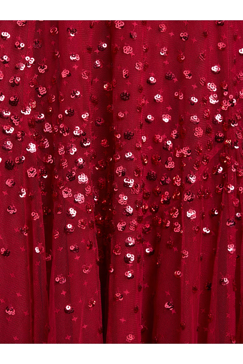 Scallop Sequin Round Neck Maxi Dress, Alternate, color, Red