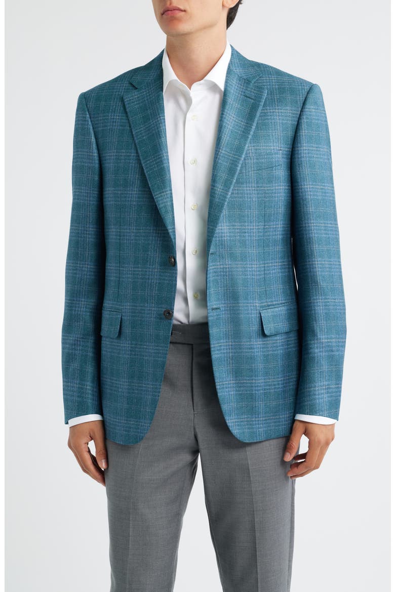 Siena Regular Fit Green Plaid Silk & Cashmere Sport Coat, Main, color, GREEN