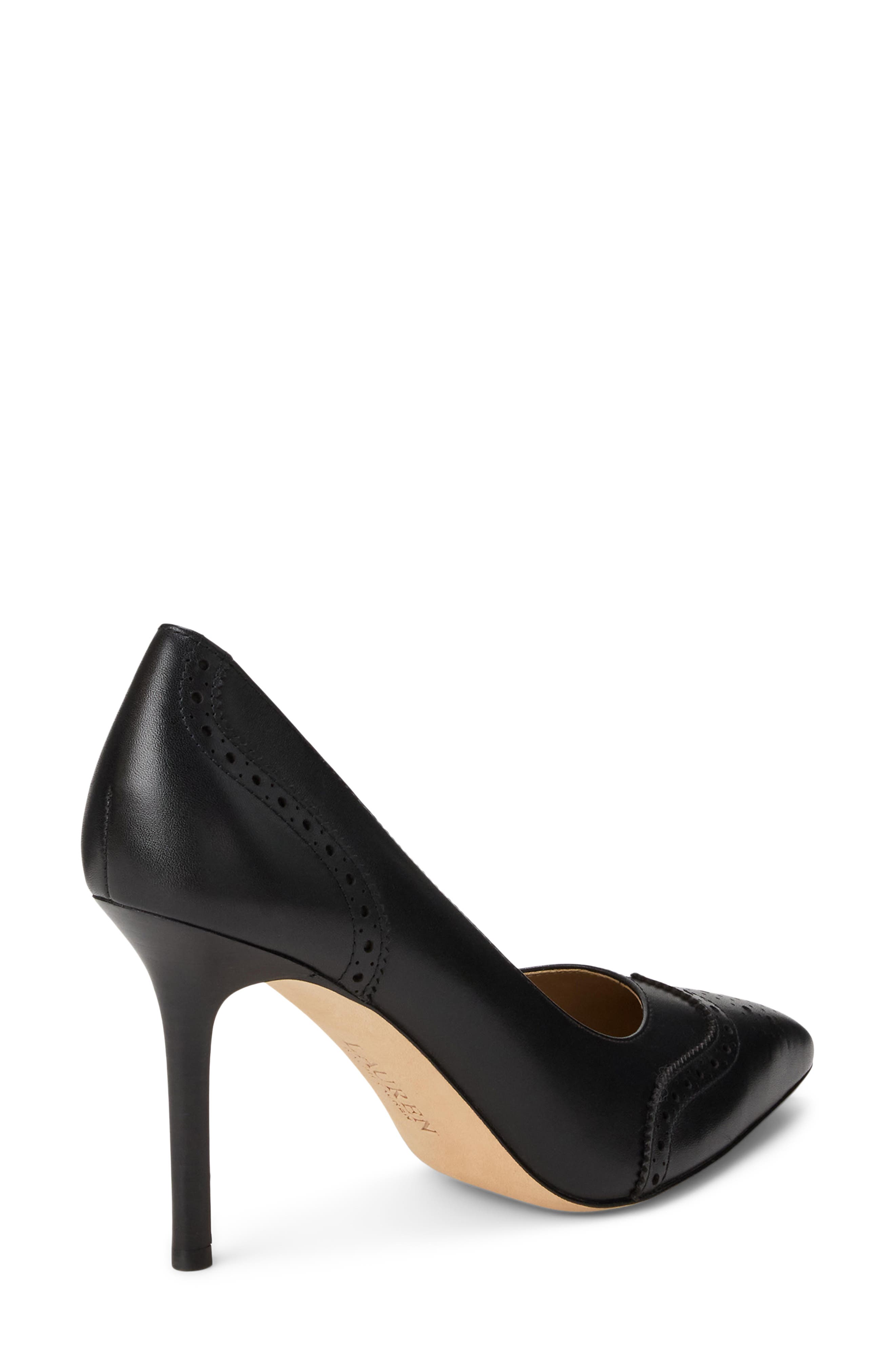 Lynden Pointed Toe Wingtip Pump, Alternate, color, BLACK