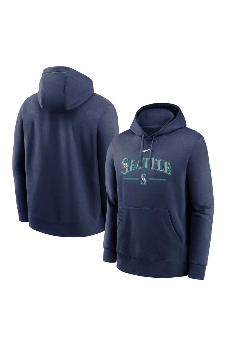 Nike Men's Nike Navy Seattle Mariners Local Baseball Club Over Shoulder Fleece Pullover Hoodie, Alternate, color, 