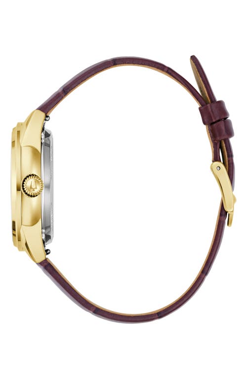 Bulova Women's Sutton Automatic Brown Leather Strap Watch 34.5mm In Goldone
