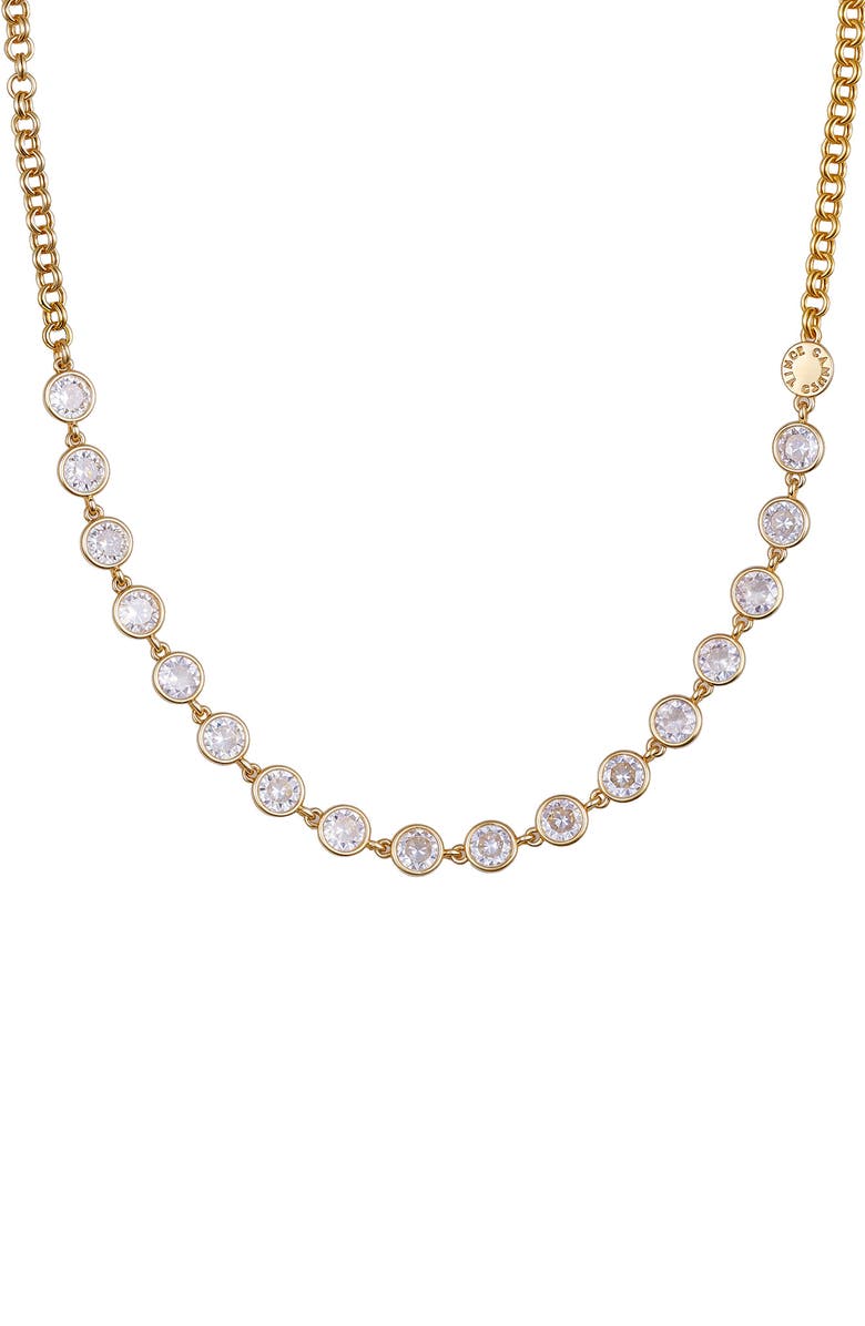 Vince Camuto Bezel Set CZ Necklace, Main, color, Gold Tone