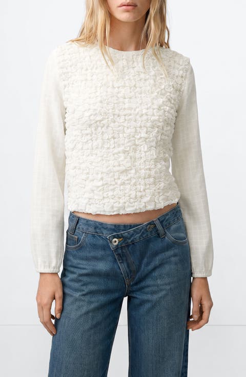Kids' Combined Texture Cotton Blouse