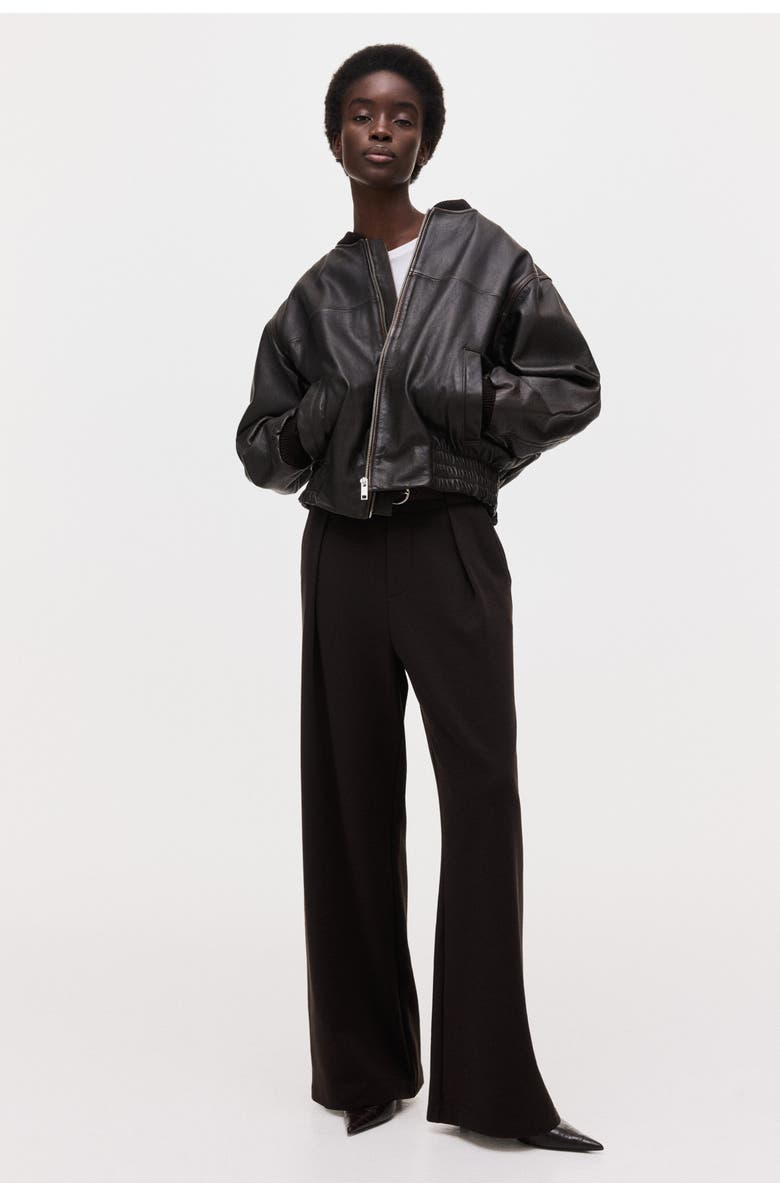 H&M Belted ponte pants, Main, color, Dark Brown