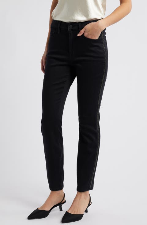 Leila Satin Trim High Waist Ankle Pants