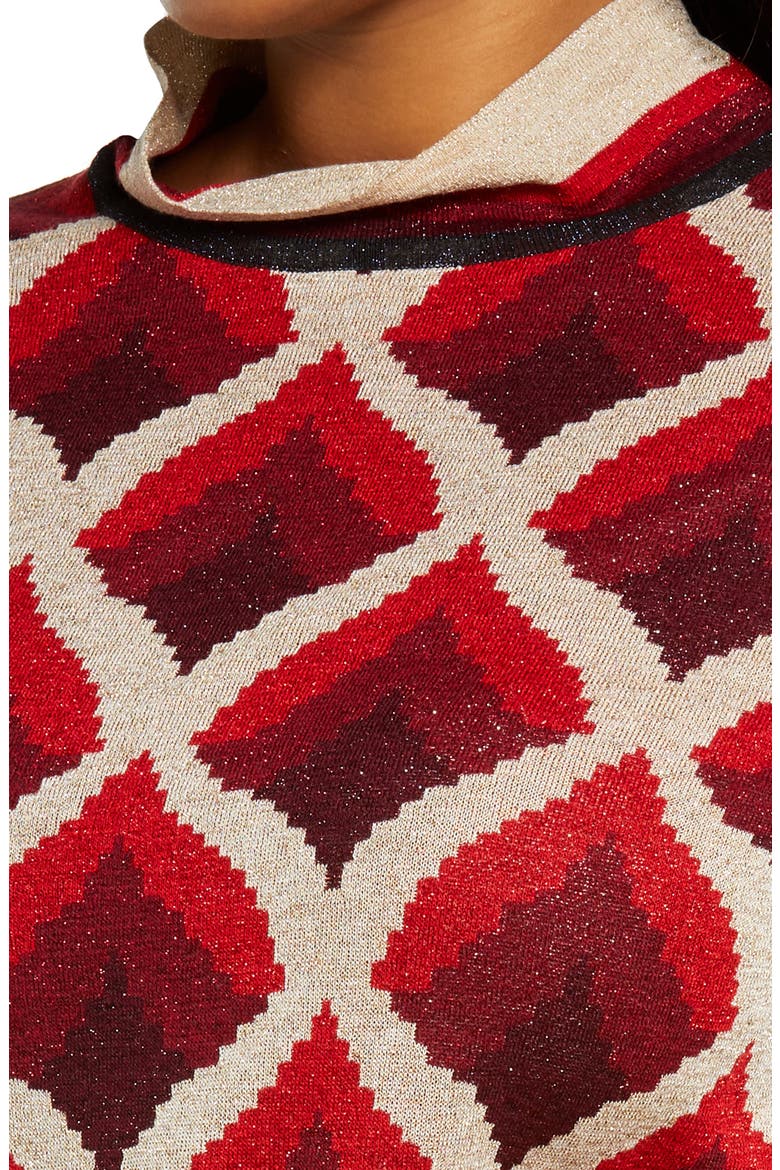 Audrey Jacquard Sweater, Alternate, color, BORDEAUX