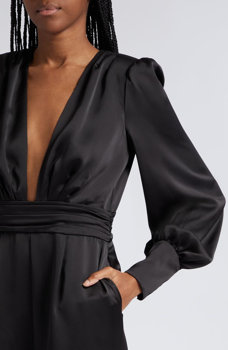 Ramy Brook Madelane Plunge Long Sleeve Satin Jumpsuit, Alternate, color,