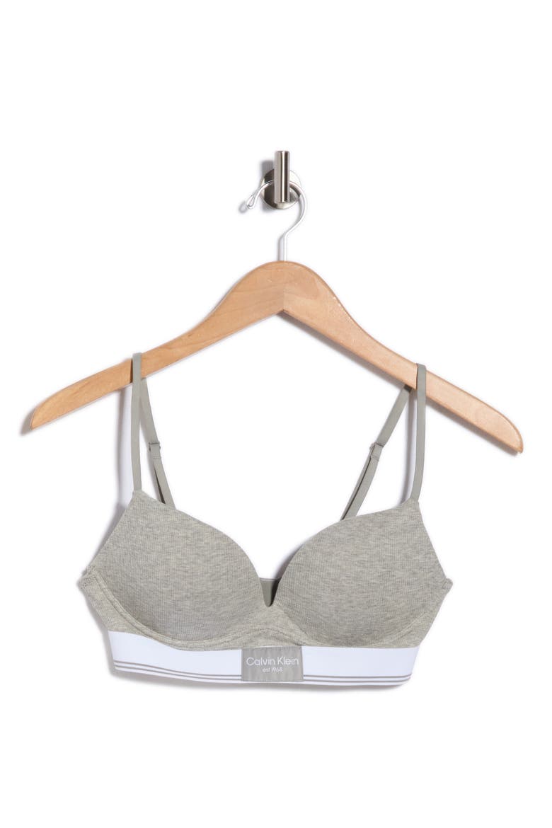 Balance Rib Push Up Plunge Bra, Alternate, color, GREY HTR