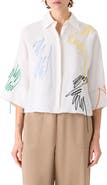Akris punto Scribble Embroidered Linen Button-Up Shirt