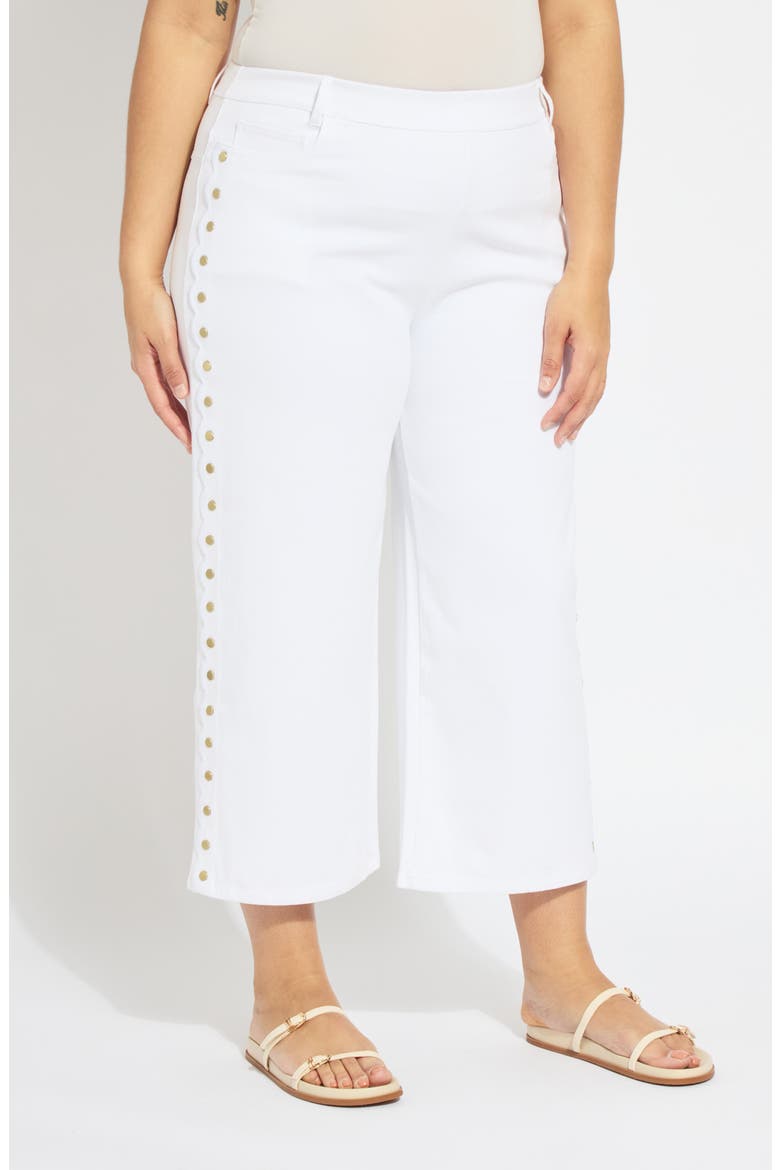 Willa Scallop Studded Crop Jeans, Main, color, WHITE