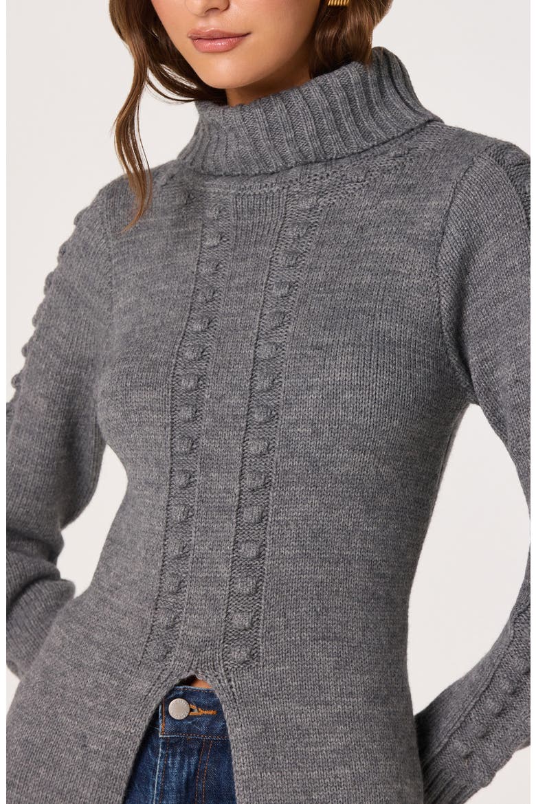Textured Maxi Turtleneck Sweater, Alternate, color, HEATHER CHARCOAL