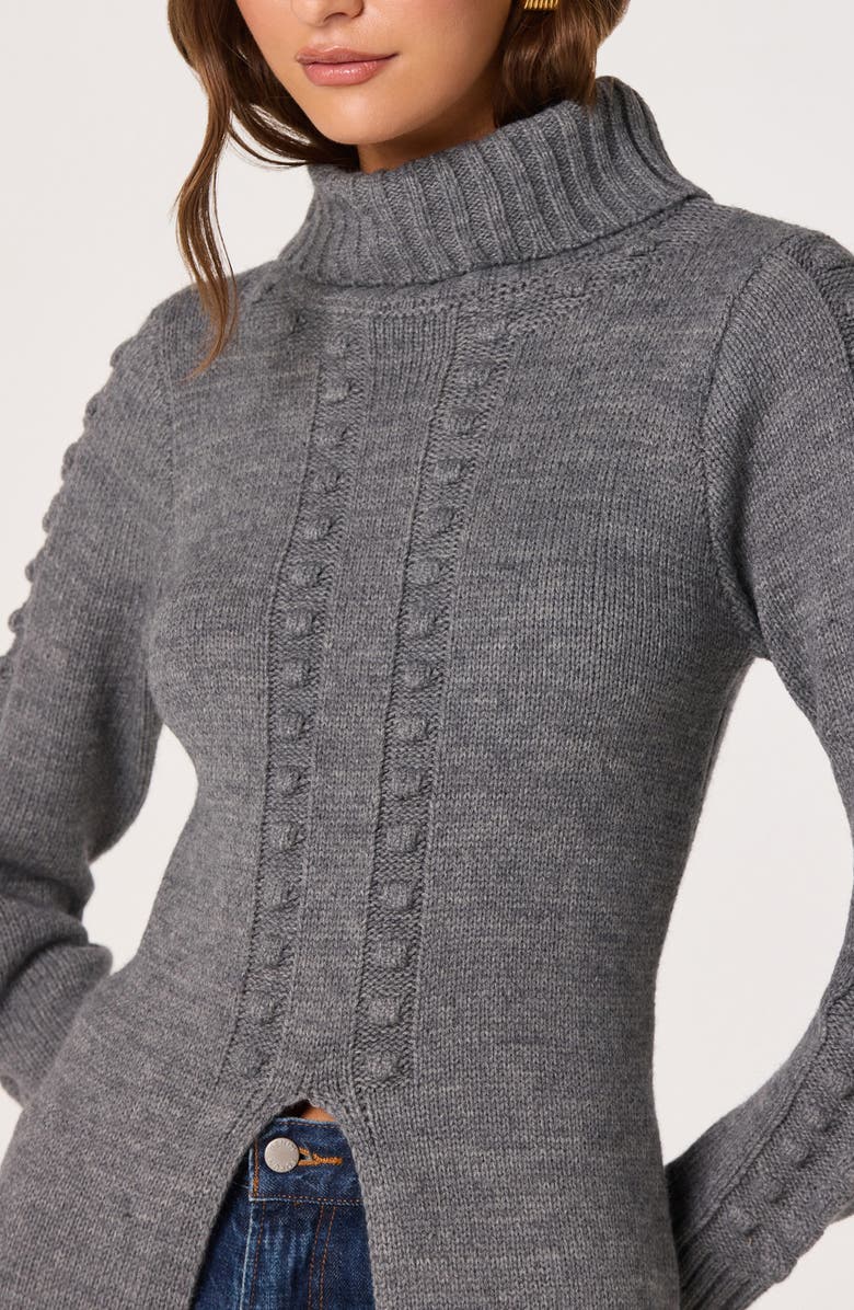 ASTR the Label Textured Maxi Turtleneck Sweater, Alternate, color, Heather Charcoal