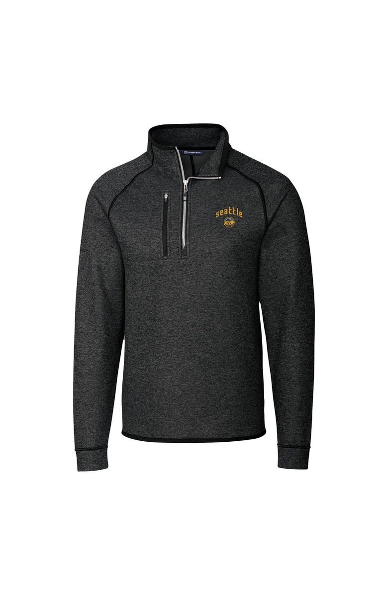 Cutter & Buck Men's Cutter & Buck Heather Charcoal Seattle Mariners City Connect Big & Tall Mainsail Sweater-Knit Half-Zip Pullover Jacket, Alternate, color, 