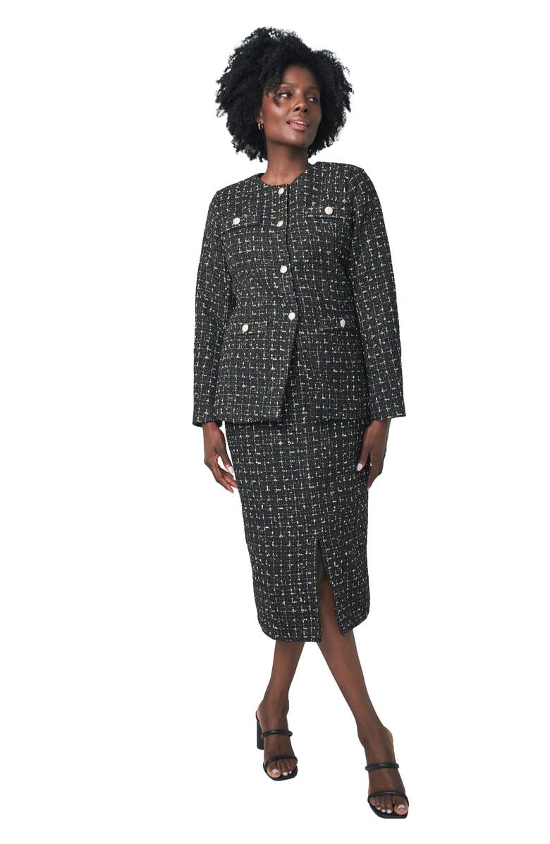 Jessica London Tweed Skirt Suit, Main, color, Tweed