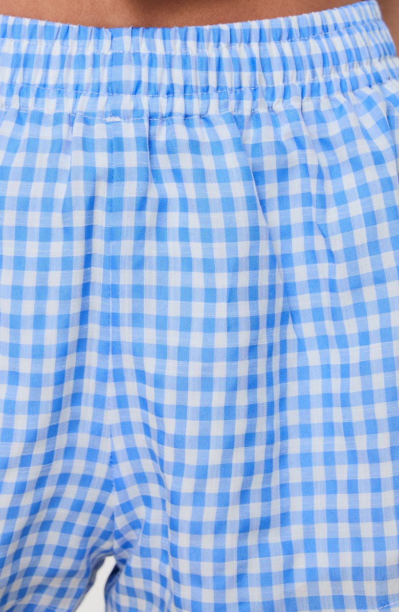 Princess Polly Beach House Gingham Cotton Blend Boxer Shorts, Alternate, color, Blue