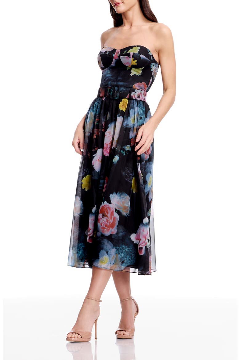 Jenny Floral Strapless Cocktail Dress, Alternate, color, BLACK MULTI