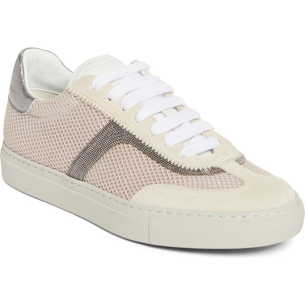 Brunello Cucinelli Monili Chain-detail Leather Sneakers In Neutral