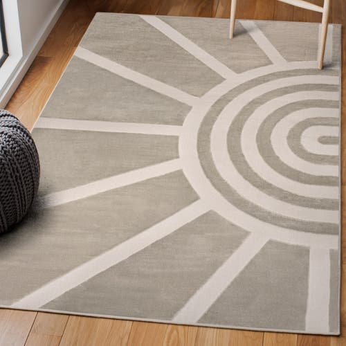 Jonathan Y Aelius Midcentury Scandinavian Abstract Sun Two-tone High-low Area Rug In Beige/cream