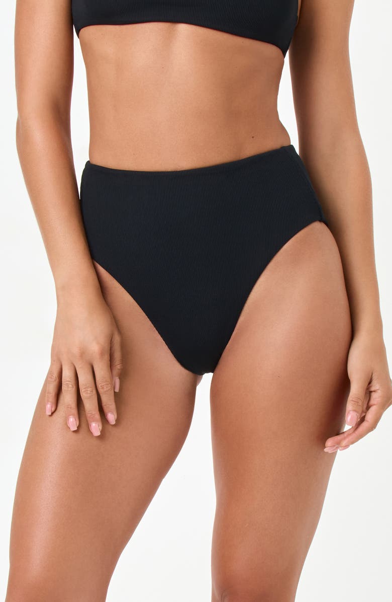 LSPACE Soleil High Waist Rib Bikini Bottoms, Main, color, 