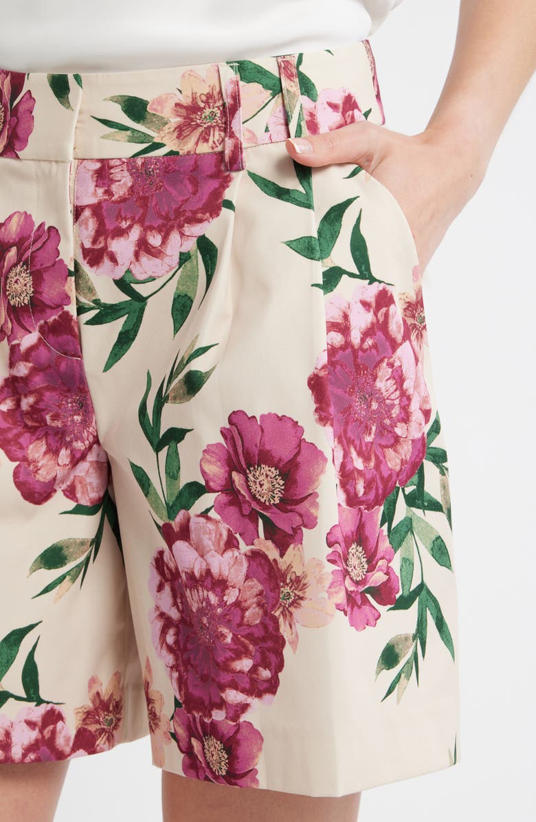 Tahari ASL Floral Bermuda Shorts, Alternate, color, Sand Berry Floral