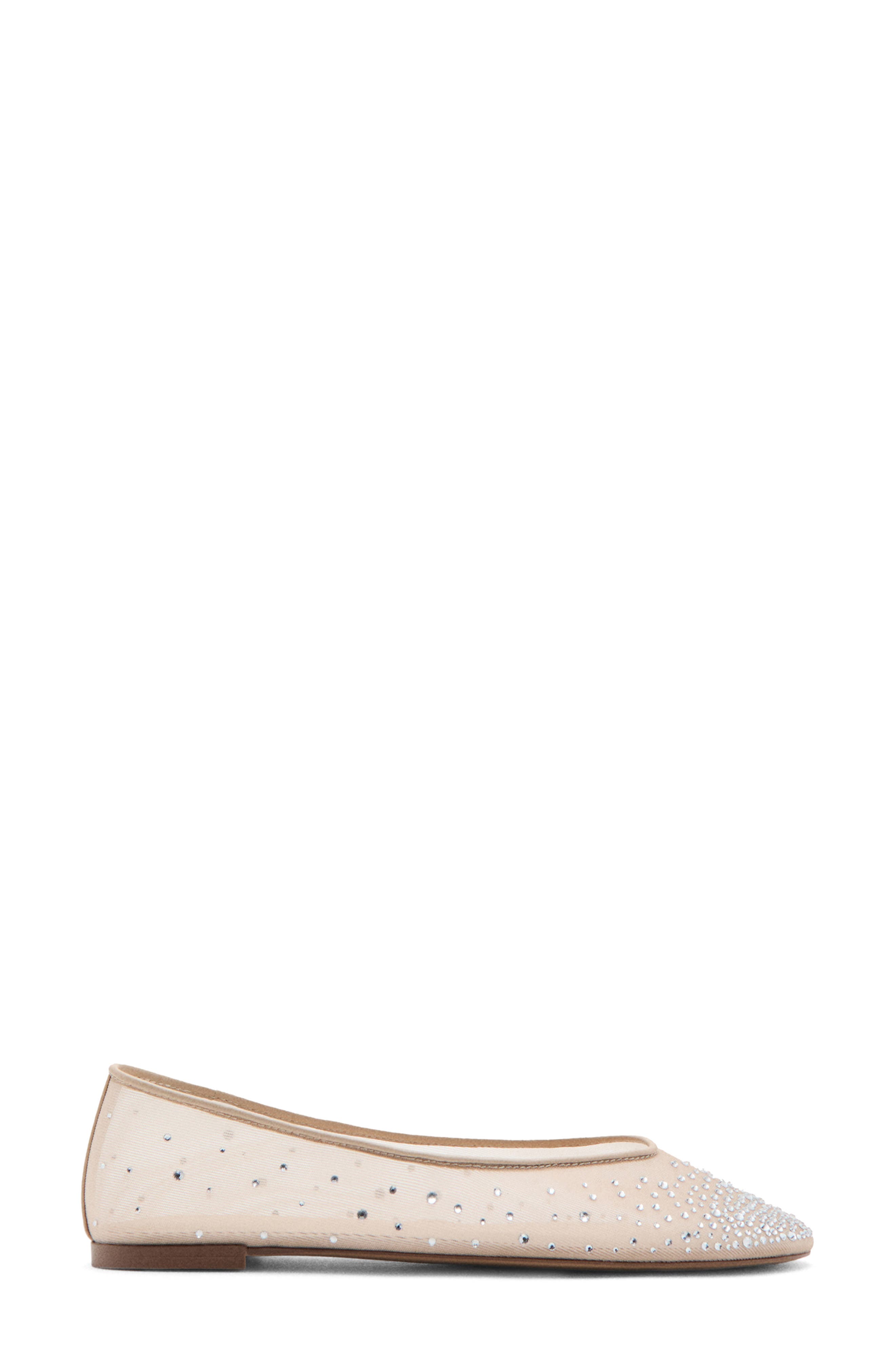 MANGO Rhinestone Mesh Ballet Flat, Alternate, color, Beige
