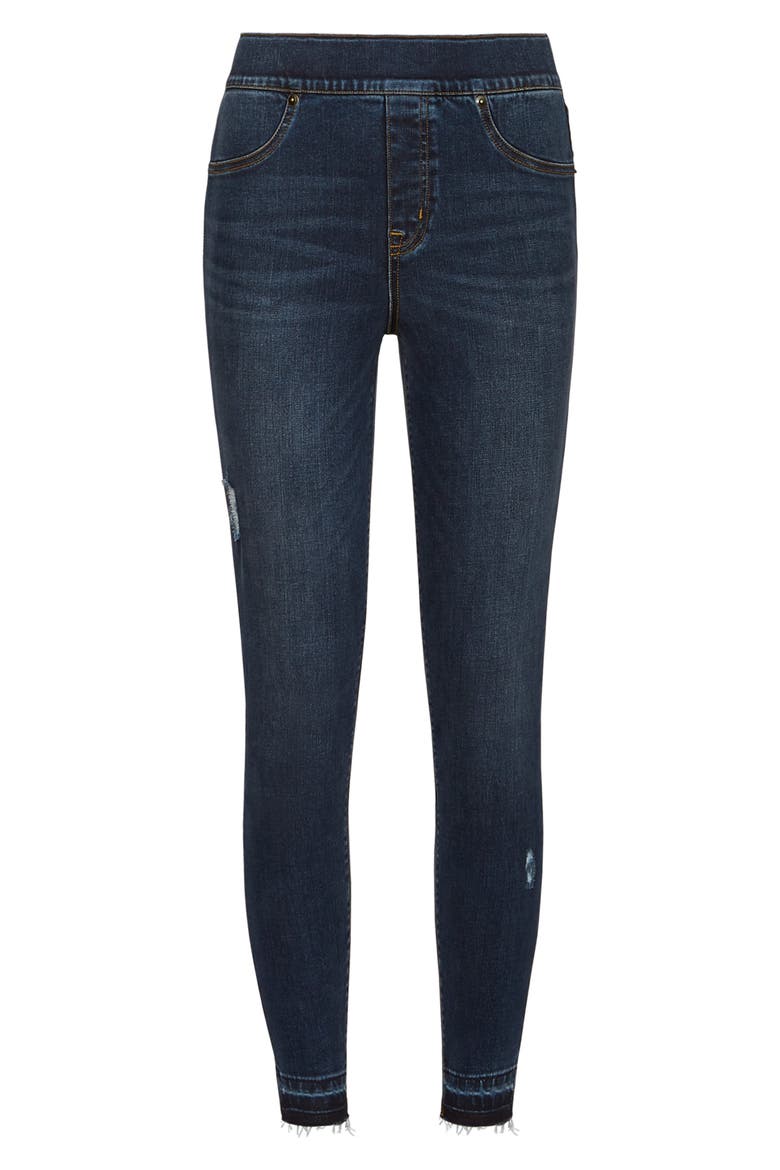 Distressed High Waist Ankle Denim Leggings, Alternate, color, MEDIUM WASH