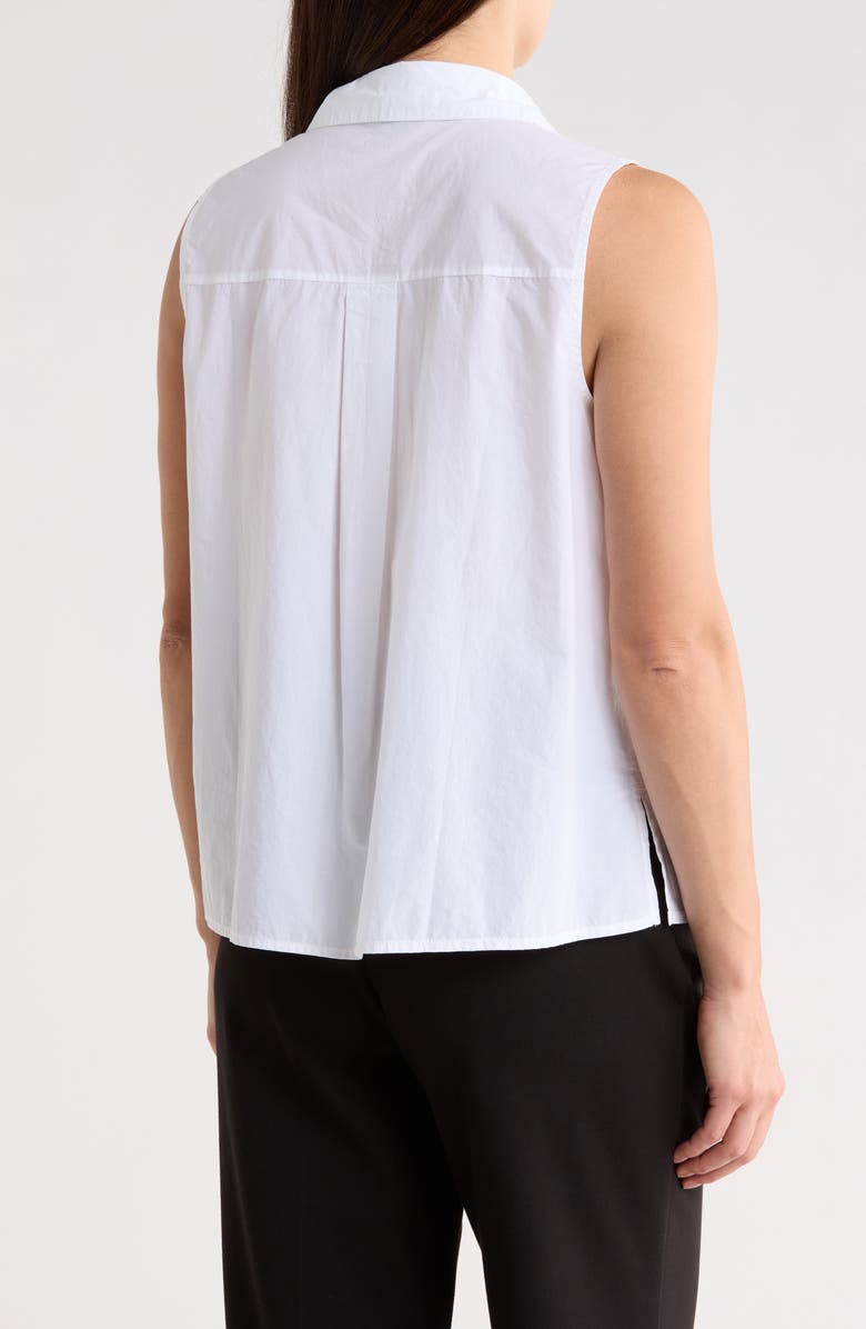 Eileen Fisher Sleeveless Organic Cotton Button-Up Shirt, Alternate, color, White