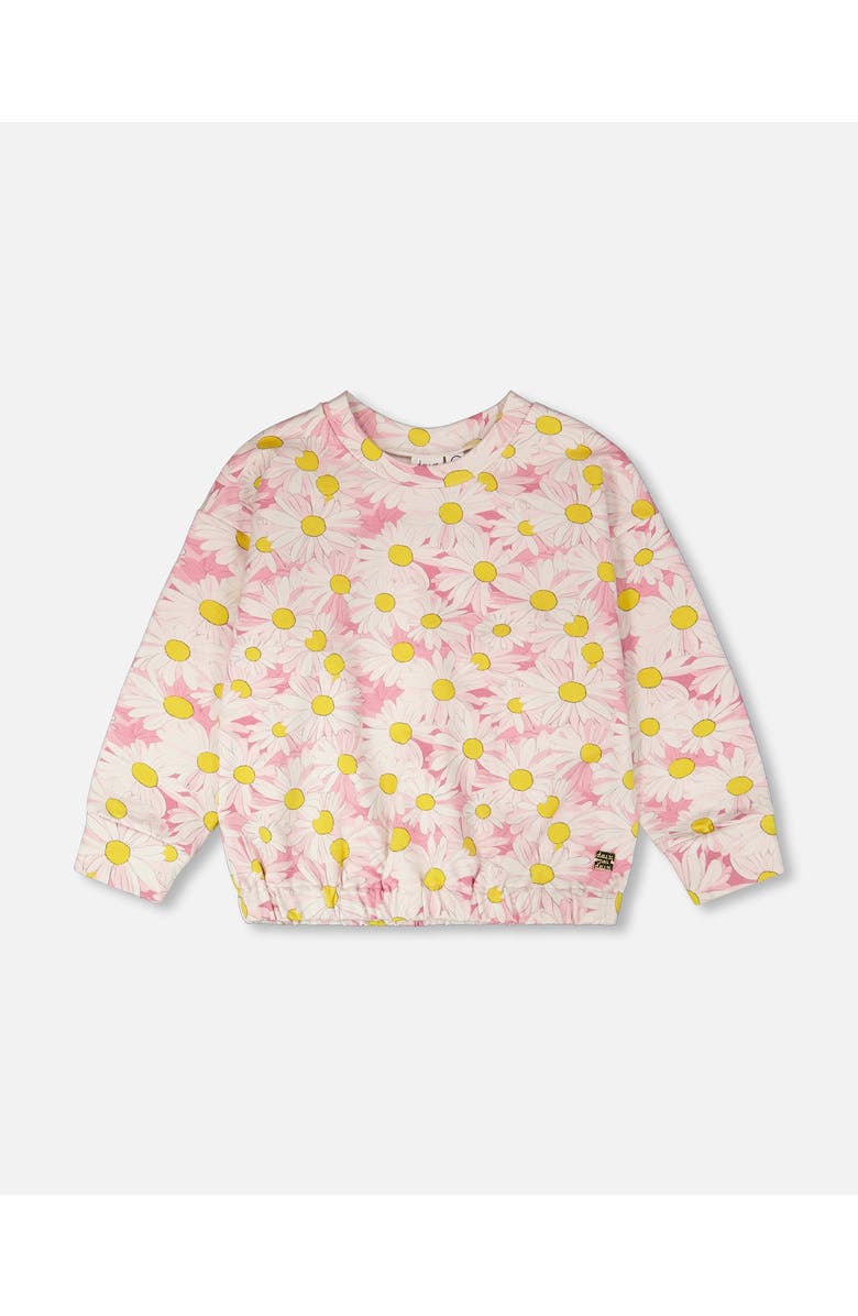 Deux par Deux French Terry Daisies Sweatshirt, Main, color, Pink Printed Daisies