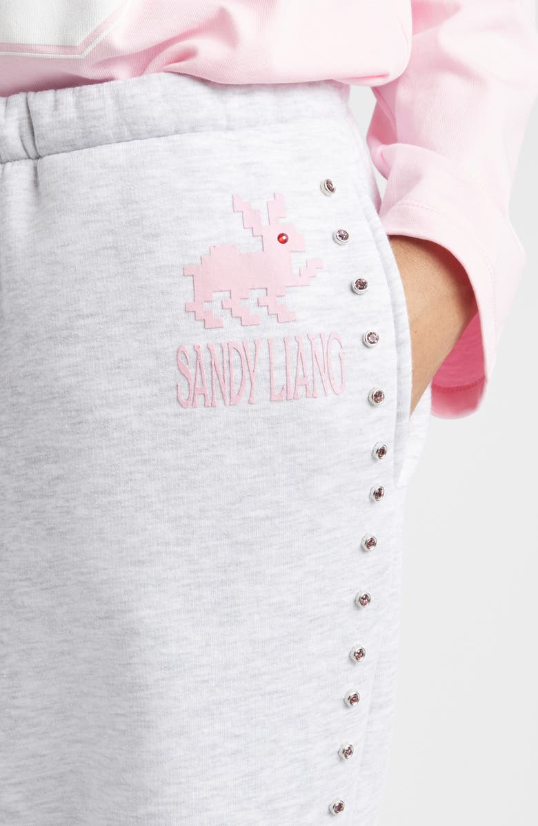 Sandy Liang Lucius Terminator Bunny Crystal Embellished Graphic Sweatpants, Alternate, color, Heather Grey