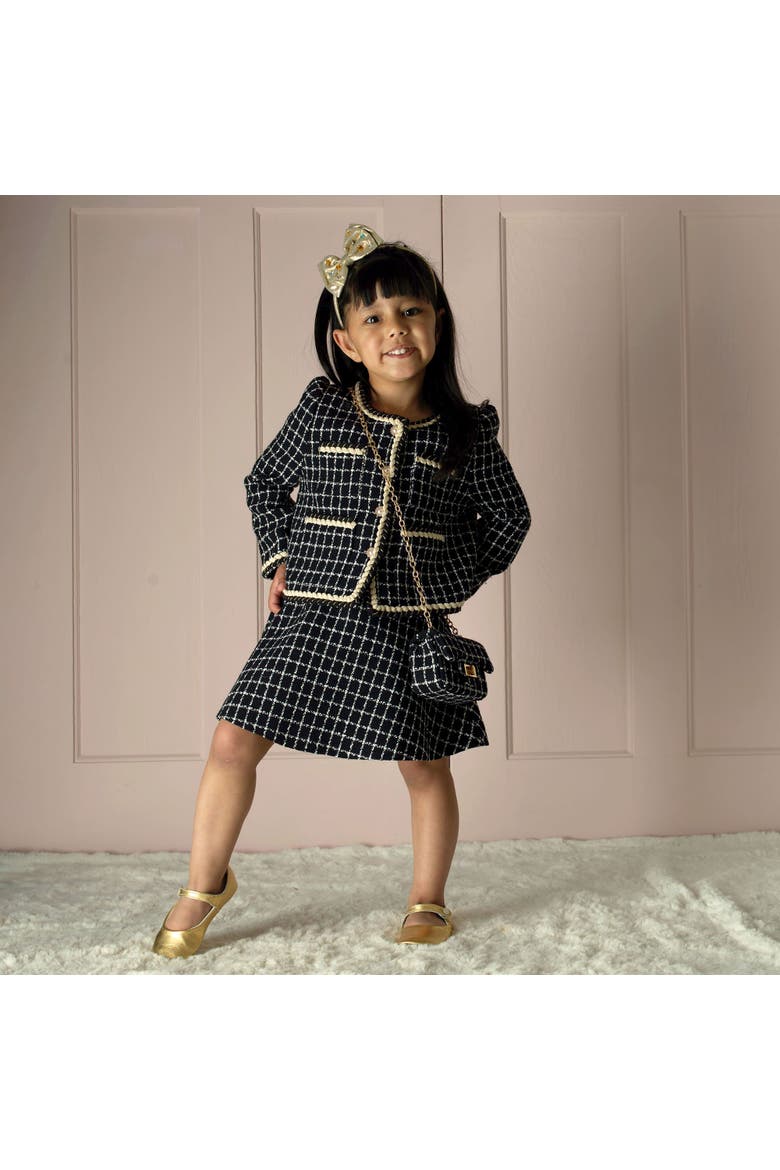 Check Tweed Jacket & Skirt Set, Alternate, color, Black