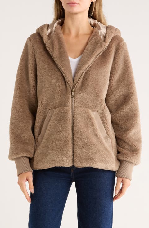 Faux Shearling Zip Hoodie