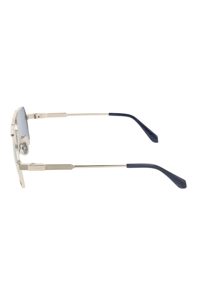 61mm Navigator Sunglasses, Alternate, color, SILVER/ BLUE