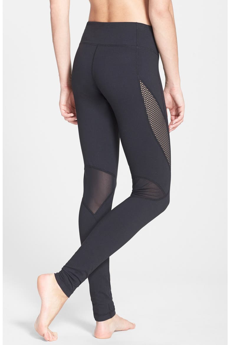'Optic Mesh' Leggings, Alternate, color, BLACK