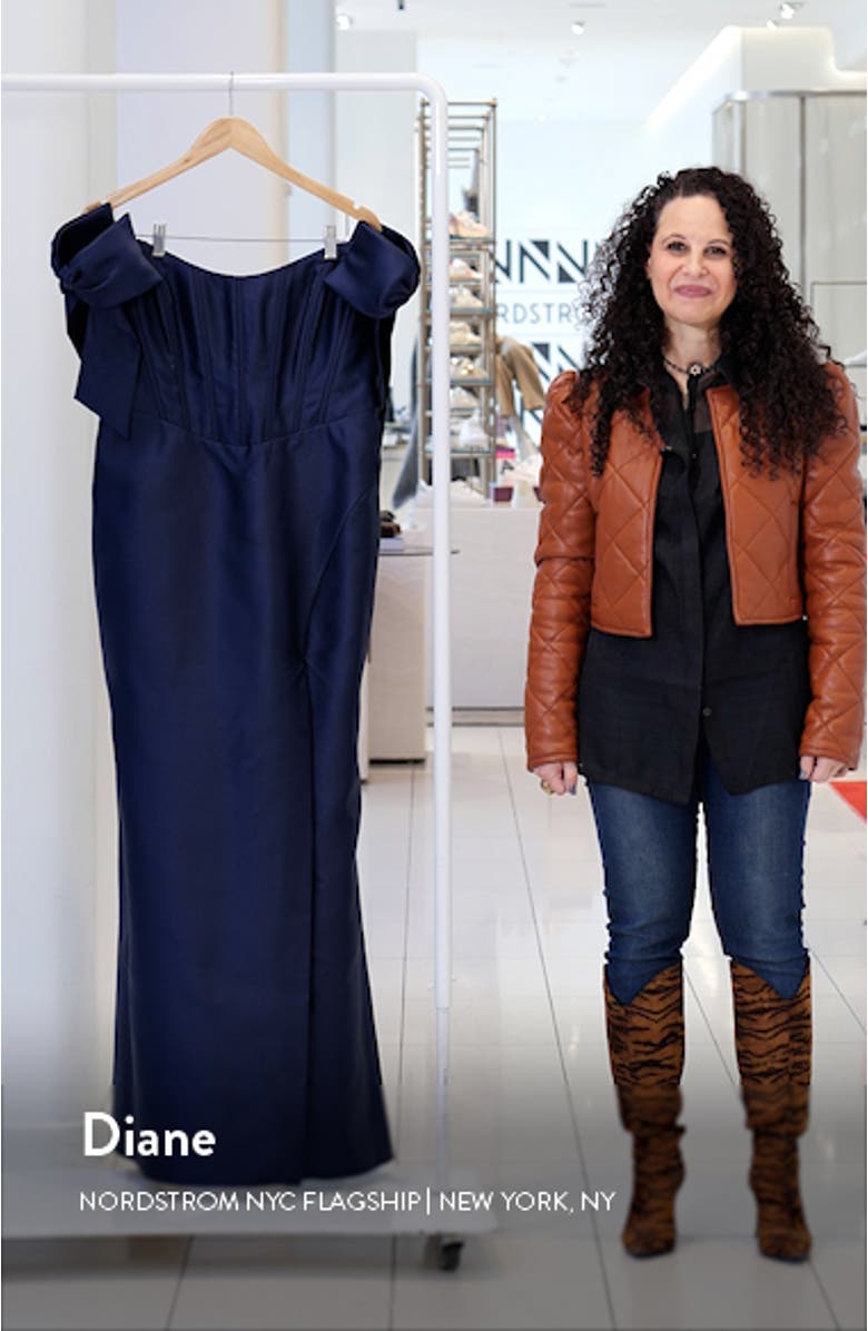 Off the Shoulder Bow Corset Satin Trumpet Gown, sales video thumbnail