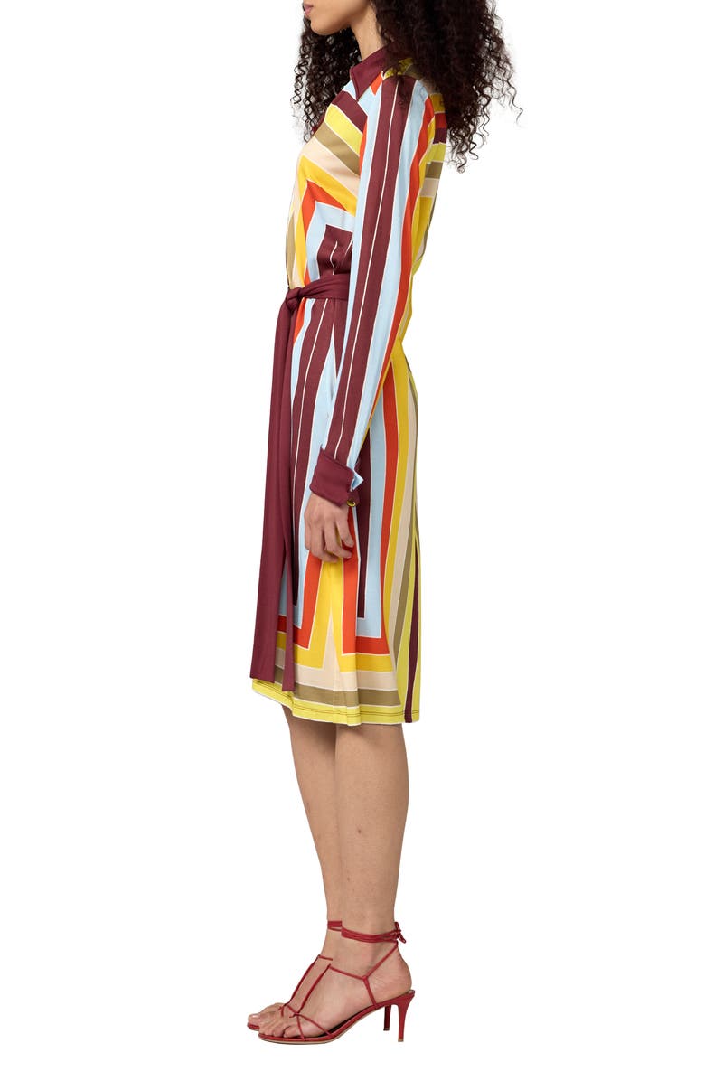 Diane von Furstenberg The Diane Stripe Long Sleeve Jersey Shirtdress, Alternate, color, Dorian Stripe Multi