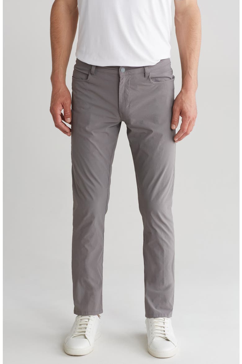 Flat Front Slim Leg Performance Twill Pants, Main, color, GREY