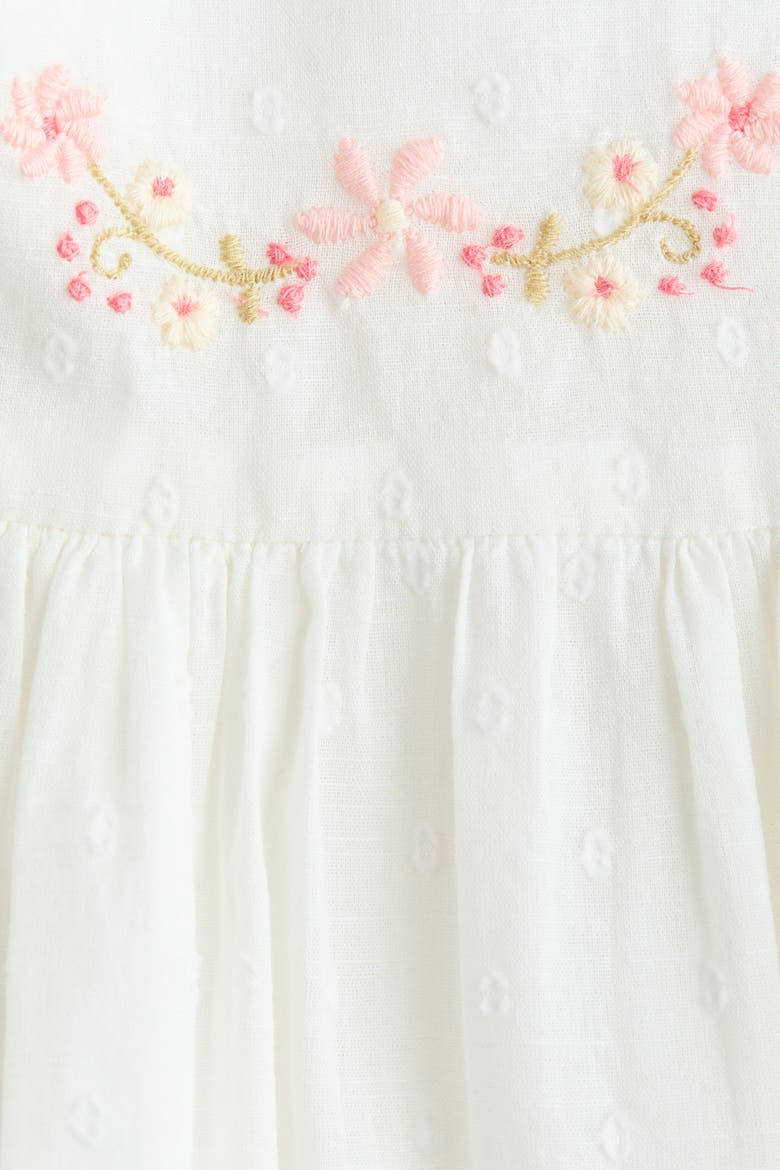 Embroidery-detail Cotton Dress, Alternate, color, White